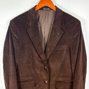 Monsieur Adolfo Mens Corduroy Blazer Brown 2 Button Sport Coat Jacket Size 36S
